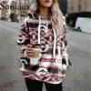 Dames hoodies sweatshirts vrouwen etnische afdrukkap sweatshirt herfst winter warme lange mouw casual kraag vrouwelijke trekkoord pullovers tops 230310