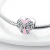Pandora S925 Sterling Silver Cute Pink Mouse Black Cat Meow Charm Pendant Suitable for Bracelet DIY Fashion Jewelry