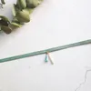 Choker 2023 Green Crystal Leaf Elndant Velvet Rope Necklace Short Chocker Netclaces for Women Girl Charm Collier Femme