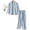 Pyjama's lente herfst herfst herfst winter jongens meisjes knoop omlaag pyjama's chiluten kleding sets kinderen geborstelde afwerking katoen plaid huiskleding 230310