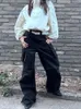Spodnie damskie Capris Weekeep Czarne spodnie Y2K Niski wzrost dreski HARAJUKU WAGGY ZMUPPER Big Pocket Casual Cargo Spodnie Streetwear Kobiety Podstawowe L230310