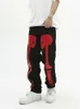 الجينز للرجال 2023 NEW Spring Sould Skull Print Leg Pants Black for Men Vintage Street Fashion Industex Celebrity Y2303