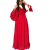 NIEUWE AANKOMST V NEK Lange mouwige avondjurken 2023 Lace moslim prom -jurken gewaad de soiree