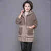 Trench femme 2023 femmes vestes automne hiver à capuche vers le bas coton veste femme Parkas mi-longueur laine d'agneau épissage épais chaud