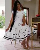 Feestjurken Wepbel zomerjurk vrouwen korte mouw grote swing geprinte slanke fits hoge taille o-neck casual streetwear vestidos