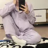 Women's Sleepwear Pajama Sets Women Long Sleeve Minimalist Cozy Fashion Ladies Autumn Nightwear Basic Student Tender Sweet Style Korean Simple 230310