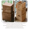 Storage Baskets Woven Basket with Lid Plus Size Sundries Storage Basket Dustproof Organizer Box Large Storage Bins Cabinet Wardrobe Organizer 230310