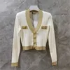Designer kvinnors tröjor jacka high street vintage kort kappa mode jacka puffy hylsa smal stickad jacka