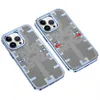 Metall Aluminium Frame PC Matte telefonfodral för iPhone 12 13 14 Pro Max Machinery Gear Wheel Armor Back Cover