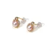 Stud Earrings Natural Freshwater Purple Pearl Metal Edging Charm Jewelry For Women Party Wedding Accessories Gift