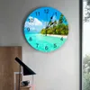 Wall Clocks Beach Ocean Sky Landscape Wall Clock Modern Design Living Room Decoration Kitchen Clock Mute Wall Watch Home Interior Decor 230310