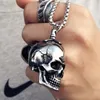 Pendant Necklaces Punk Stainless Steel Three-dimensional Skull Necklace Men Hip Hop Rock Personality Long Men's Halloween Jewelry