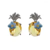 Boucles d'oreilles à tige dessin animé boucle d'oreille femme fleur ananas pour femmes cadeau de fête mode tendance mariage métal jaune bijoux Accesorios