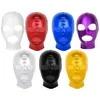 Unisex Women Mens Cosplay Face Mask Latex Shiny Metallic Open Eyes and Mouth Headgear Full Face Mask Hood for Role Play Costume