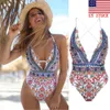 Womens Jumpsuits Rompers US Women Backless Sexy Bohemian Onepiece Solid Retro Triangle Swimsuit Swimwear 230308