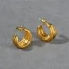 Mode OL Boucles d'oreilles plissées en forme de C S925 Argent Aiguille Niche Conçu à la main Léger Luxe Matte Texture Bijoux Accessoires