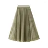 Skirts High Waist Red Tulle Skirt Women Street Style Pleated Female Spring Summer Mesh Midi Long Tutu Lady Party Clothes