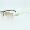 Diseñador de lujo Nuevas gafas de sol para hombres y mujeres 20% de descuento Diamante de imitación Cuadrado Madera Cuerno de búfalo Gafas de diamante de 3 mm Moda para hombre Gafas de sol sin montura Gafas Kajia