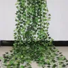 Dekorativa blommor 2,4 m 100 st. Löv konstgjorda murgröna blad ratten Garland växter Vine Fake lövverk Creeper Green Wreath