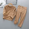 Pajamas Spring Fall Autumn Winter Boys Girls Pajamas Cotton Sleepwear Warm Thicken Kids Children Self-Heating Thermal Seamless 230310