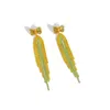 S3495 Fashion Jewelry S925 Silver Needle Dangle Earrings Contrast Color Bowknot Rhinestone Tassels Long Stud Earrings