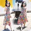 Girl Dresses Girls Flower Bohemian Summer Dress ChildKids Beach Chiffon Floral Teenager Girl's Clothes 6 8 10 12 14 Year