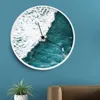 Relógios de parede 12 polegadas de 12 polegadas ondas marinhas nórdicas tricolor relógio sala de estar cozinha moda doméstica redonda silenciosa arte assista decoração de casa