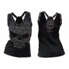 여성용 탱크 Lugentolo Skull Tank Top Women Summer Streetwear Tops 슬림 리벳 둥근 목 섹시