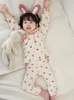Pyjamas Automne Enfants Bow Homewear Bébés Filles Revers Mignon Impression À Manches Longues Pyjamas Ensembles 230310