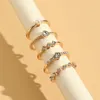 Cluster Rings 5 Pcs/set Trendy Geometric Imitation Pearl Finger Ring Gold Color Crystal Inlaid Love Heart Party Wedding Knuckle Joint