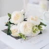 Decorative Flowers 2Pcs 5 Heads Roses Bunch Artificial Bouquet For Wedding Table Decoration Home Party Layout Fake Peony Floral