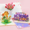 Cartes-cadeaux Bouquet de fleurs Cartes de vœux pour maman fille épouse mari Gâteau d'anniversaire 3d Cartes de vœux pop-up Cartes postales Cadeaux avec enveloppe Z0310