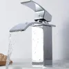 Bathroom Sink Faucets Chrome Brass Single Handle Basin Faucet Mixer Tap With 2 Hoses Waterfall Hole For Bath