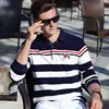 Men's TShirts Autumn winter polo shirt High quality brand cotton men's Business casual striped Solid men clothing 230309