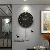 Horloges murales Nordique créatif tête de cerf horloge murale salon décoration de la maison Art montre murale mode Simple horloge murale à bascule 230310