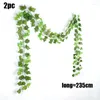 장식용 꽃 2pcs 인공 식물 홈 장식 라탄 크리퍼 DIY 화환은 매달려 포도 나무 파티 웨딩 장식 가짜 식물 녹색