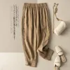 Women s Pants s Cotton harem pant s summer Korean style fashion literary lace stitching thin high waisted leggings casual 230309