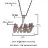 Bunte kursive A-Z-Anfangsbuchstaben-Halskette mit individuellem Namensanhänger, personalisierter Iced Out-Zirkonia-CZ-Stein, 18 Karat echtes Gold, Hip-Hop-Rock, DIY-Schmuck für Männer und Frauen