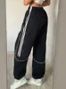 Kadın Pantolon Capris Weeeepe Street Giyim Sıradan eşofmanlar Kadınlar Temel Y2K Çizgili Bol Pist Pantolon Alçak Rise Harem Capris Kore Moda 90S Hip Hop L230310