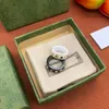 Pierścień miłośnika uroku ceramiczny diamentowy diamentowy projektant podwójnej litery Pierdzież dla kobiet rocznicowy biżuteria ślubna Rozmiar 5-9