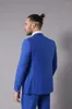 Мужские костюмы модель дизайнерский офис Бизнес Слим Fit Custom Stude Royal Blue 3 штуки (брюки для жилетов куртки) Терно -маскулино костюм