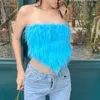 Débardeurs pour femmes BKLD Faux Plume Doux Tube Tops Club De Vacances Été Hors Épaule Dos Nu Mode Solide Femme Sexy Décontracté Gilets Irréguliers