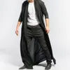 Men's Trench Coats Long Sleeve Ankle-Length Male Cardigan Simple Solid Color Open Front Jacket Windproof Outerwear