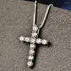 Pendentif Colliers Moissanite Collier Croix Pendentifs Pour Femmes Fiançailles De Mariée Fine Jewelry