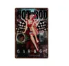 Altri accessori moda Cartello per pittura in metallo Retro Hot Rod Art Poster Garage Mother Road Bar Modello per auto Rivestimento da parete Bar Ristorante Cartello stradale Decorazioni per la casa Tavola igienica