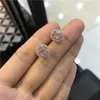 Stud Earrings For Women Solid 925 Silver Cubic Zirconia Round Brincos Bridal Wedding Fine Jewelry Simple Accessories