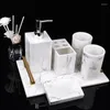 Bath Accessory Set Marble Texture Resin Bathroom Five-piece European Creative Wash Soap Box Toothbrush Holder Lotion Bottle Tray Suppl