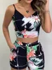 Dames Tweede stuk broek Print Spaghetti Riem Crop Top Short Sets Casual Summer 2 -delige outfits voor vrouwen 230310