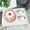 Cups Saucers Geometric Pattern Bone China Coffee And Set Of 2 European Style Porcelain Tea For Household Office Party