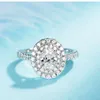 1CT Oval Cut Main Stone Solid 18K White Gold Moissanite Halo Ring With Side Stones Engagement Wedding Rings With Cer280S